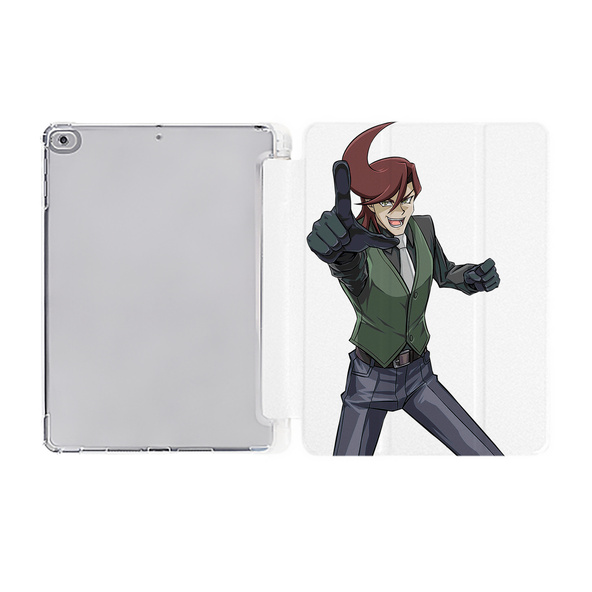 （画像用） 遊☆戯☆王 Yu-Gi-Oh! IPad ケース ペン収納付き 三つ折りスタンド PUレザー×シリコン 対応機種9.5/10.5/10.9インチ